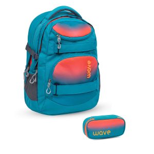 Rucksack Schulrucksack Set 2 tlg. "Ombre Neon Orange and Bluebird"