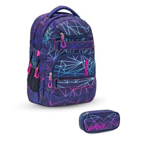 Rucksack Infinity Schulrucksack Set 2 tlg. "Stripes Purple"