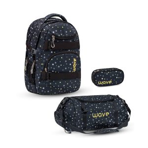 Rucksack Infinity Schulrucksack Set 3 tlg. "Black and Yellow Dots"