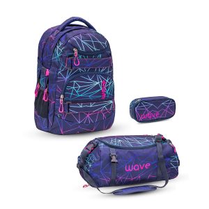 Rucksack Infinity Schulrucksack Set 3 tlg. "Stripes Purple"