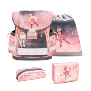 Rucksack ergonomisches Schulranzen-Set 4-Teile Ballerina mit Brustgurt