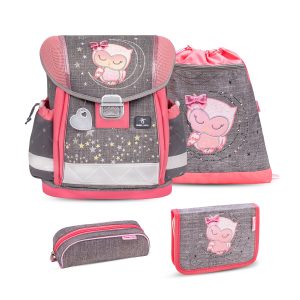 Rucksack ergonomisches Schulranzen-Set 4-teilig "Little Owl" Brustgurt