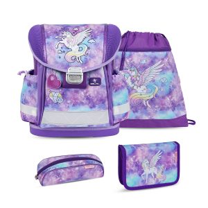 Rucksack Classy ergonomisches Schulranzen 4-Teile "Diamond Unicorn"