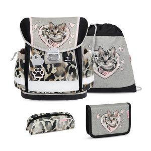 Rucksack ergonomisches Schulranzen-Set 4-Teile "Wild Cat" Brustgurt