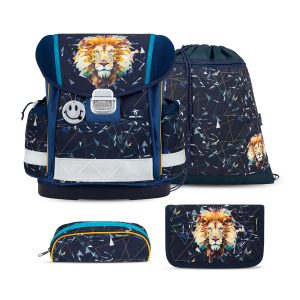 Rucksack ergonomisches Schulranzen-Set 4-teilig "Lion" mit Brustgurt