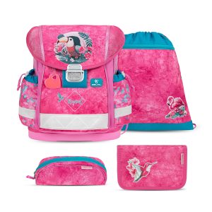 Rucksack ergonomisches Schulranzen-Set 4-Teile "Tropical Toucan"