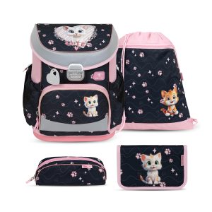Rucksack Mini-Fit ergonomisches Schulranzen-Set 4-Teile  "Cute Kitten"