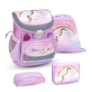 Rucksack ergonomisches Schulranzen-Set 4-teilig "Rainbow Unicorn"