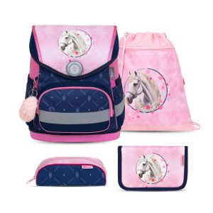 Rucksack Compact ergonomisches Schulranzen-Set 4-teilig Amazing Horses