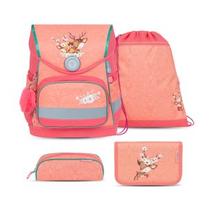 Rucksack Compact ergonomisches Schulranzen-Set 4-teilig "Cute Doe"