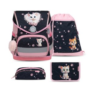 Rucksack Compact ergonomisches Schulranzen-Set 4-teilig "Cute Kitten"