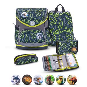 Rucksack Compact Plus Premium Schulranzen Set 5-t. Iguana Federtasche