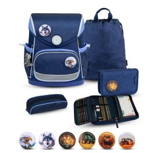 Rucksack Compact Plus Premium Schulranzen Set 5-t. Topographic Tasche