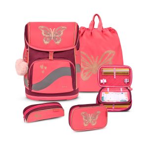 Rucksack Smarty Plus Premium Schulranzen Set 4-teile Coral Federtasche