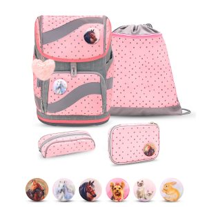 Rucksack Smarty ergonomisches Schulranzen Set 5-teilig Pink Dots 2
