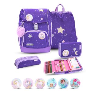 Rucksack Comfy Plus Premium Schulranzen Set 5-teile Dahlia Federtasche
