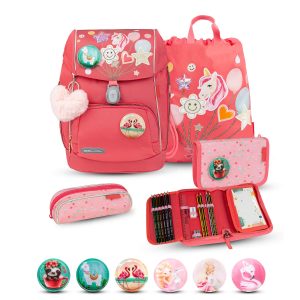 Rucksack Comfy Plus Premium Schulranzen Set 5-teile Rose Quartz Tasche