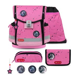 Rucksack Classy Plus ergonomisches Schulranzen-Set 5-teilig Pink Black