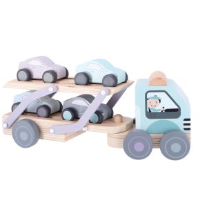 Autotransporter Holz mit Anhänger 4 Fahrzeuge