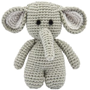 Handgestrickter Elefant gehäkelt aus Baumwolle Spielzeug 15 cm