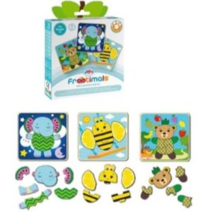 Holzpuzzle mit drei Motiven Bär Elefant Biene