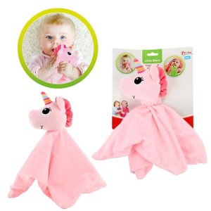 LITTLE STARS Baby Schmusetuch mit Rassel Einhorn Rosa