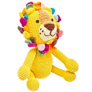 Handgestrickter Löwe "Lio" gehäkelt Spielzeug 28 cm aus Baumwolle