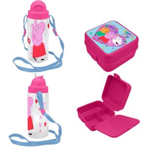 Lunchset Peppa Wutz 4-Fächer Brotdose und Trinkflasche