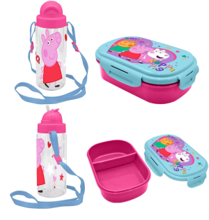Lunchset Peppa Wutz Brotdose 2 Fächer und Trinkflasche