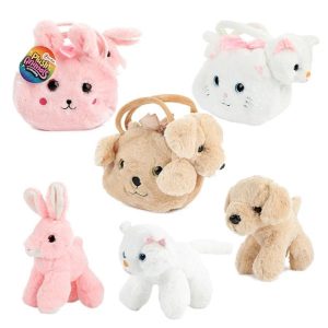 Plüschtasche mit einem Hund, Katze, Hase Plüschtier
