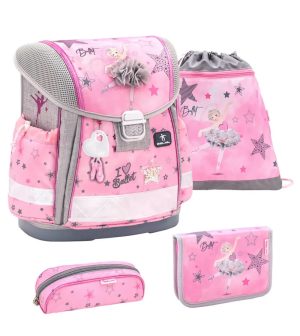 Rucksack ergonomisches Schulranzen 4-Teile Ballet Light Pink Brustgurt