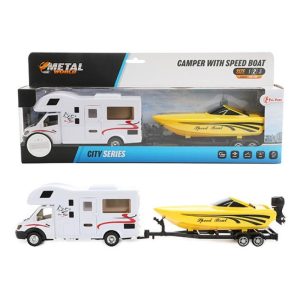 Wohnmobil mit Anhänger und Boot